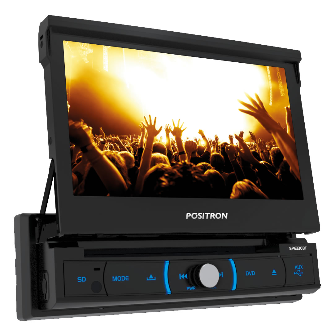 Multimídia Positron Retrátil SP6330BT 1 Din 7" USB Bluetooth Espelhamento Android + 2 Encosto de Cabeça AV + Câmera Ré