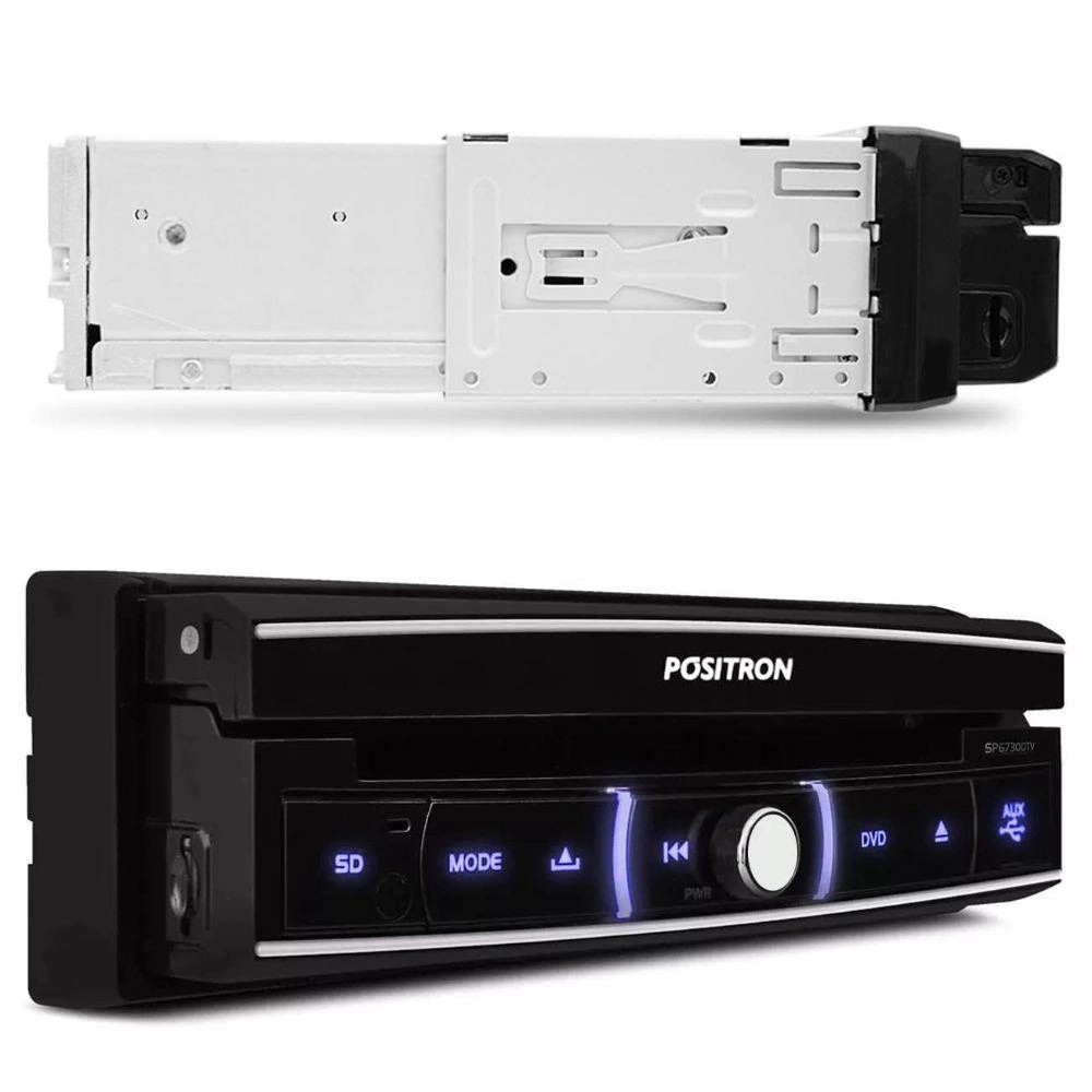 Multimídia Positron Retrátil SP6730DTV 1 Din 7" Polegadas TV Digital Integrada USB Bluetooth Espelhamento Android SD Card + Câmera de Ré