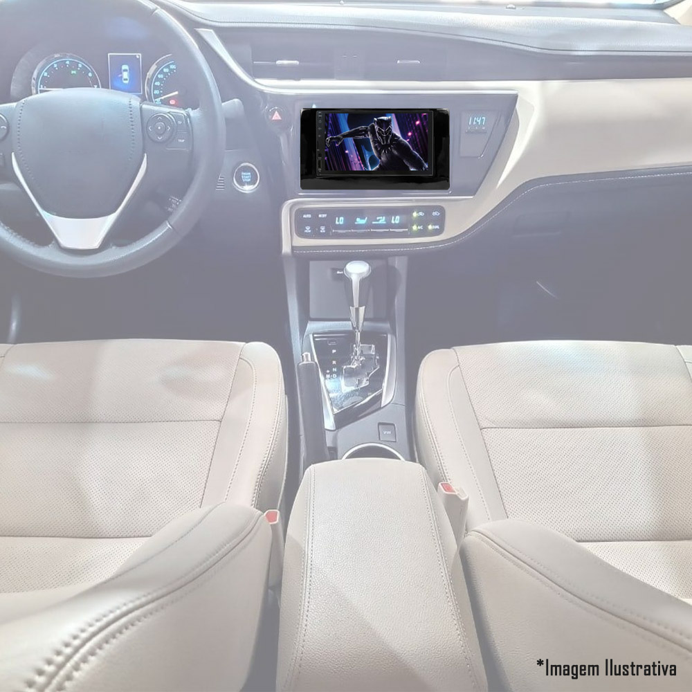 Multimídia Toyota Corolla 2017 2018 2019 Espelhamento Bluetooth USB SD Card + Moldura + Câmera Borboleta + Adaptador de Antena + Chicotes + Interface Volante