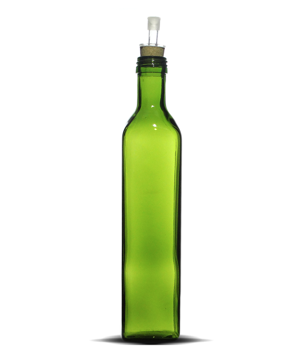 Garrafa Verde Azeite Quadrado grande 500 ml (caixa c/ 24)