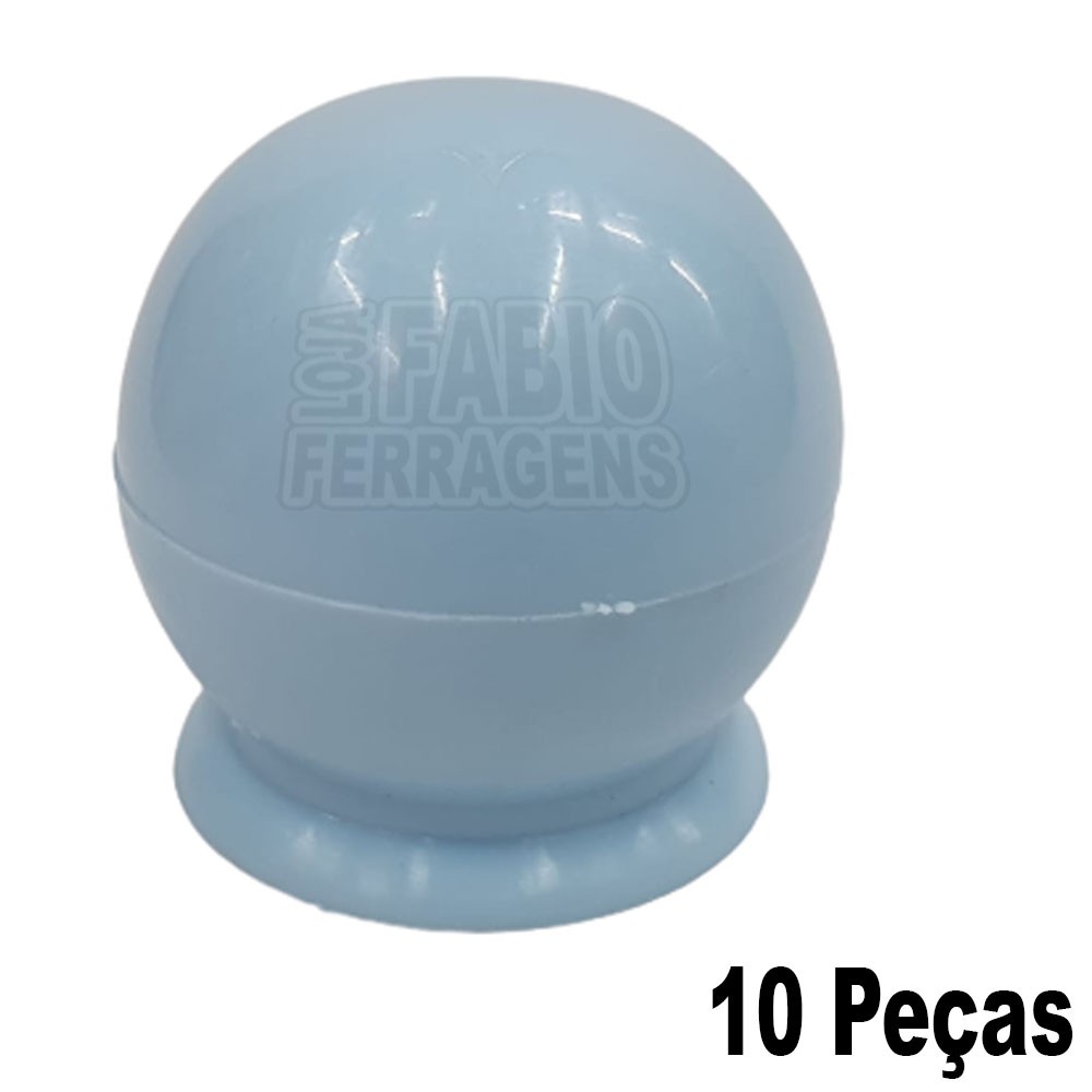 Puxador Plastico Para Moveis Bola Grande Azul - 10 Peças