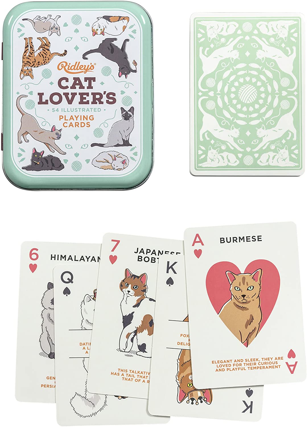 Baralho Cat Lovers com 52 cartas de diferentes raças de gatos