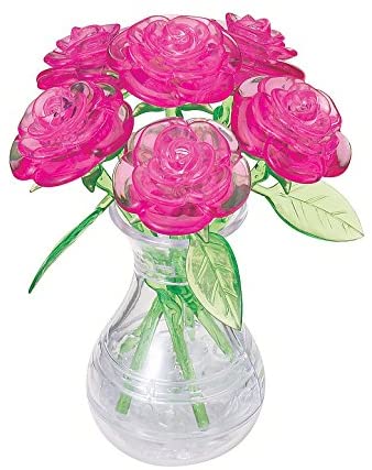Bepuzzled Original 3D Crystal Quebra Cabeça Rosas Rosa no Vaso