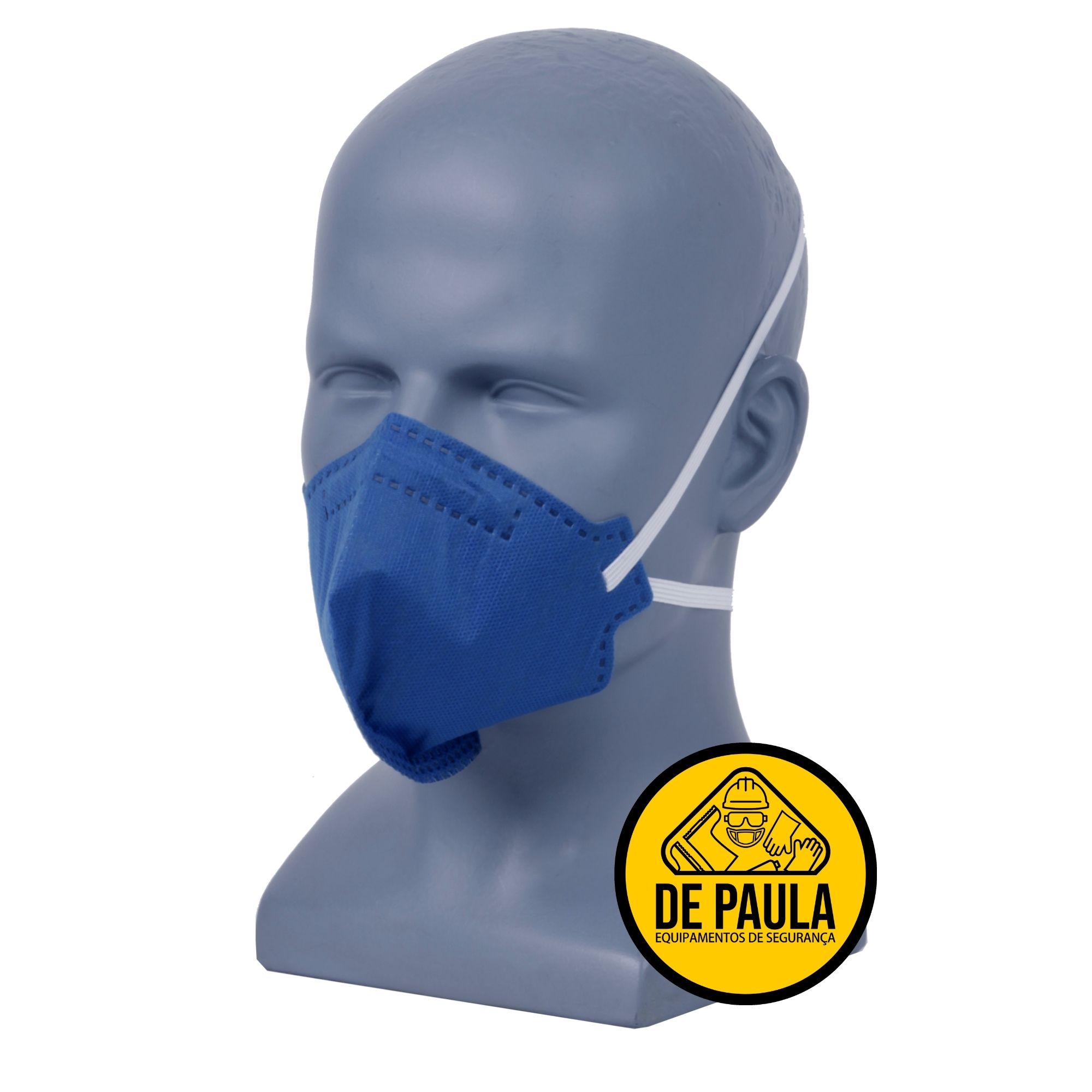 CAIXA COM 100 UNID - Mascara azul PFF2-S sem valvula Odor Organico carvão ativado Delta plus - DE PAULA EPI