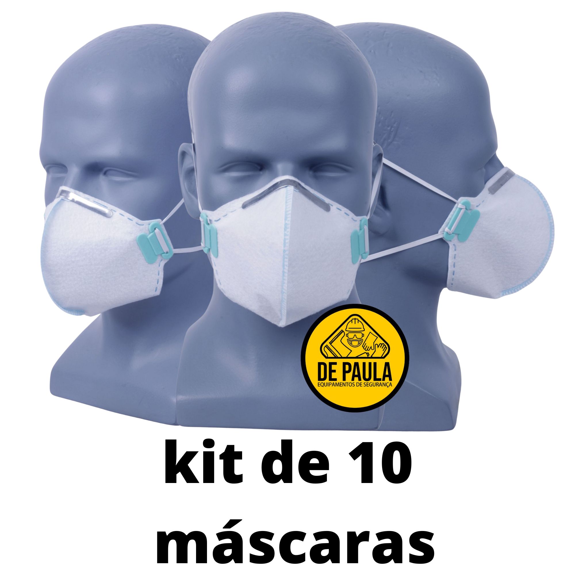 Kit de 10 Unid Máscara Pff2 branca sem valvula Lubeka - DE PAULA EPI