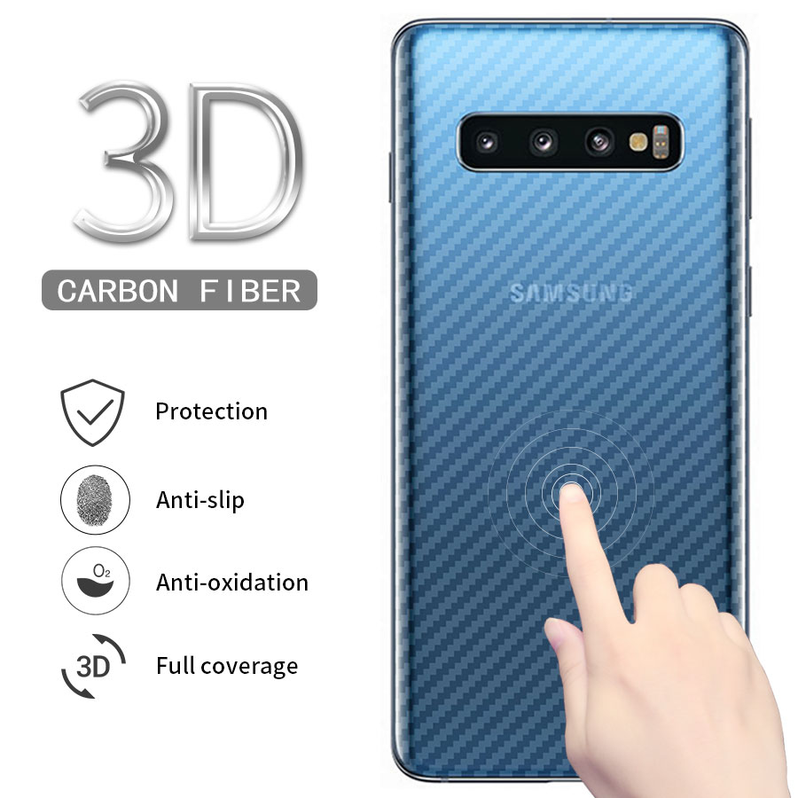 Adesivo Fibra Carbono Transparente 3d Galaxy S10 Plus
