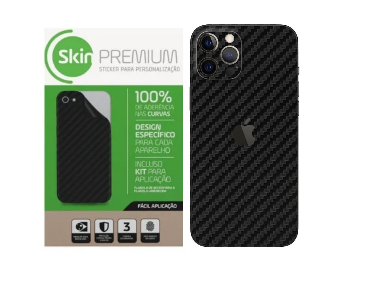 Skin Premium Verso e Laterais Fibra de Carbono para Iphone 12 Pro
