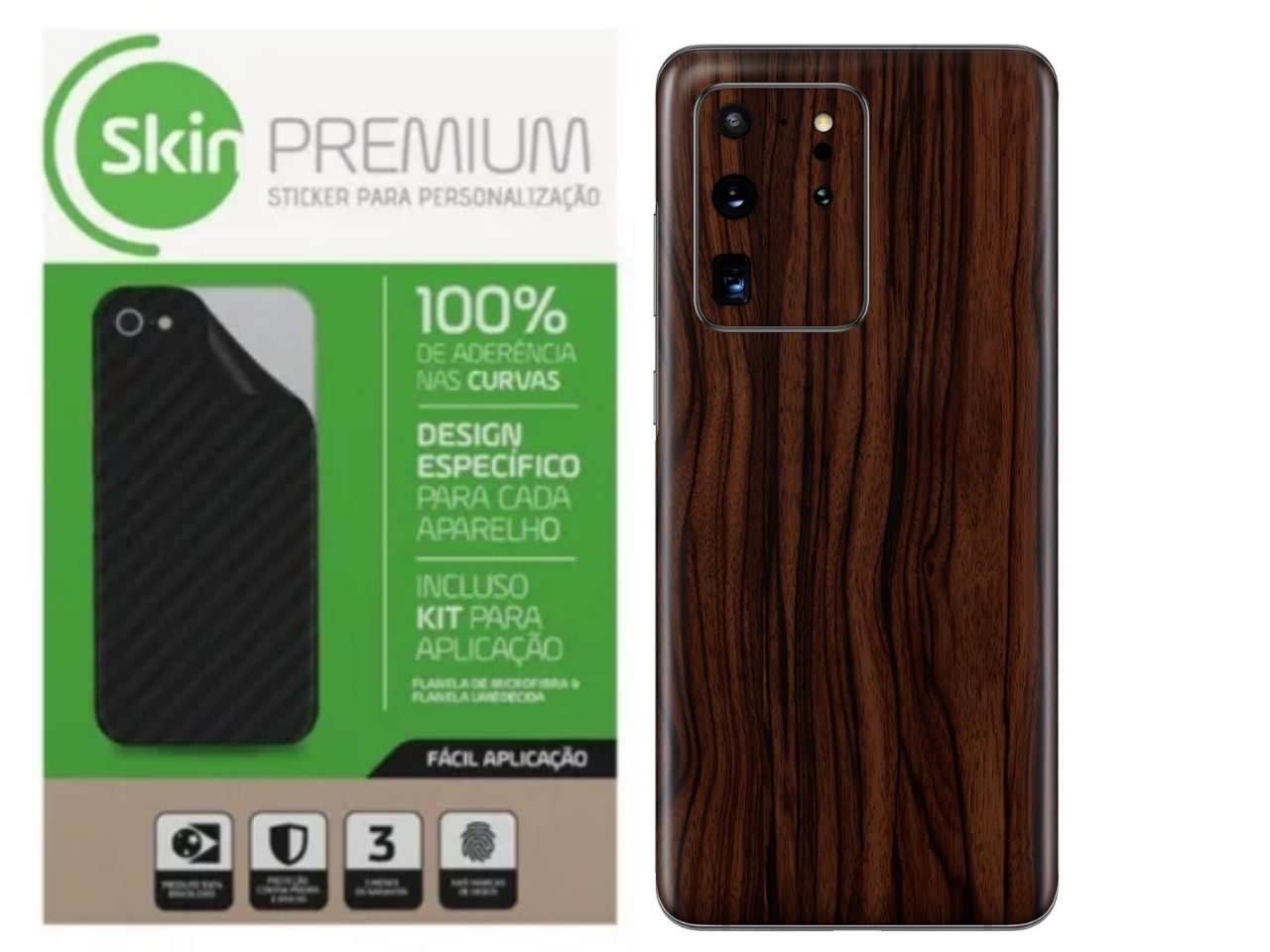 Skin Premium Adesivo Estampa madeira  Verso e laterais Samsung Note 20 Ultra