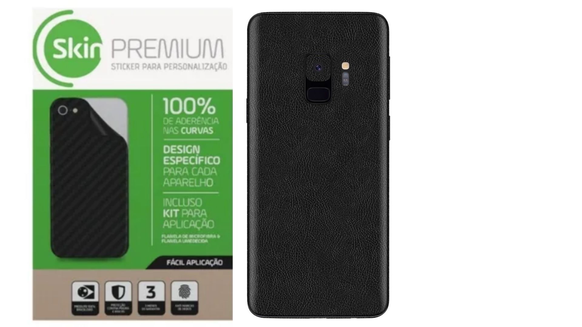 Skin Premium Estampa de Couro Verso e Laterais para Samsung Galaxy S9 