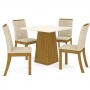 Conjunto Mesa de Jantar Dora Quadrada e 4 Cadeiras Isa Henn - Nature/Linho