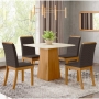 Conjunto Mesa de Jantar Dora Quadrada e 4 Cadeiras Isa Henn - Nature/Marrom