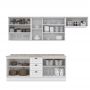 Cozinha Compacta 280cm Americana com Vidro 5 peças 10 Portas 3 Gavetas Henn - Branco HP Fosco