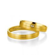 Alianças Baratas Casamento Ouro com Diamentes 4mm - WM9309