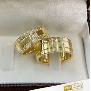 Alianças de Casamento e Noivado ouro Amarelo  Peso 16  gramas o par Largura 7 mm- WM10063