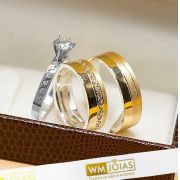 Alianças de noivado com anel solitário WM10242