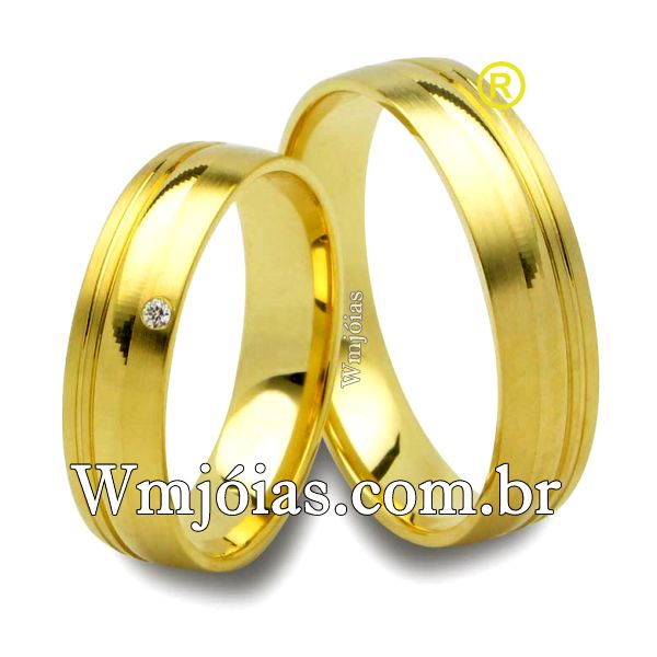 Aliancas de casamento e noivado 18k 750 WM2506