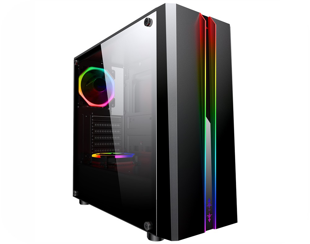 Gabinete Gamer KMex Odyssey CG04RD Painel RGB Rainbow s/Fan