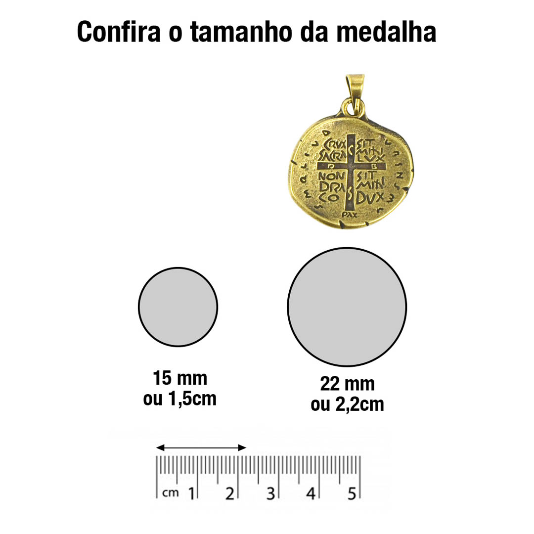 Medalha das Duas Cruzes Canção Nova Ouro Velho 22 mm