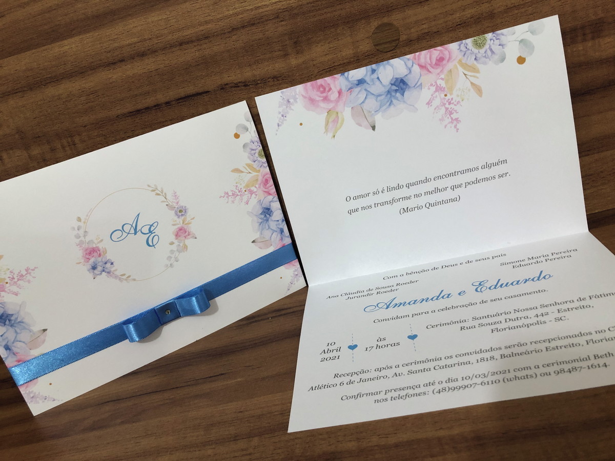 Convite de Casamento Floral Candy Color