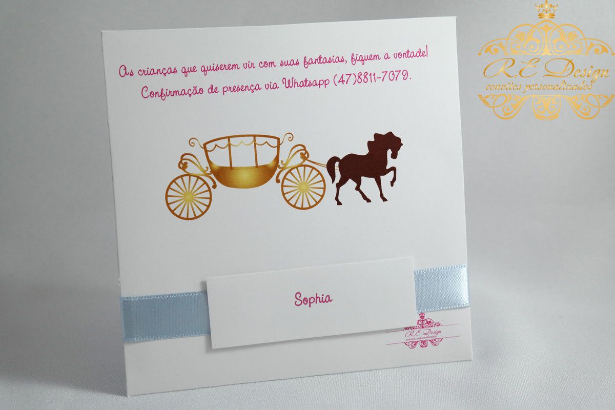 Convite Infantil Princesas Disney com Envelope