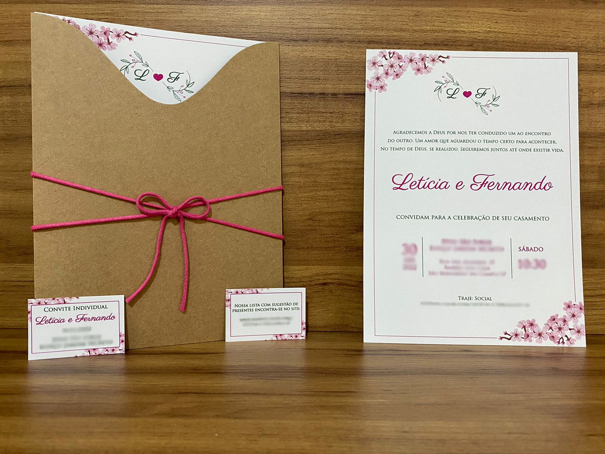 Convite para Casamento Rústico com Envelope