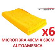 06 un Flanela Toalha Microfibra 40 X 60 Cm Autoamerica (sem embalagem / blister)