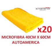 20 un Flanela Toalha Microfibra 40 X 60 Cm Autoamerica (sem embalagem / blister)