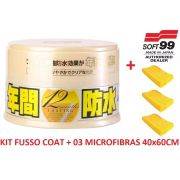 Cera Fusso Coat Soft99 Light Carros Cores Claras 200g Branca + 03 Flanela Toalha Microfibra 40 X 60 Cm Autoamerica (sem embalagem / blister)