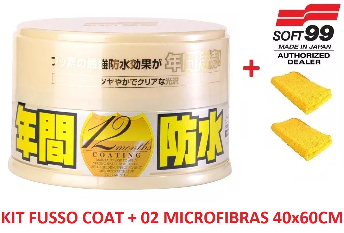Cera Fusso Coat Soft99 Light Carros Cores Claras 200g Branca + 02 Flanela Toalha Microfibra 40 X 60 Cm Autoamerica (sem embalagem / blister)