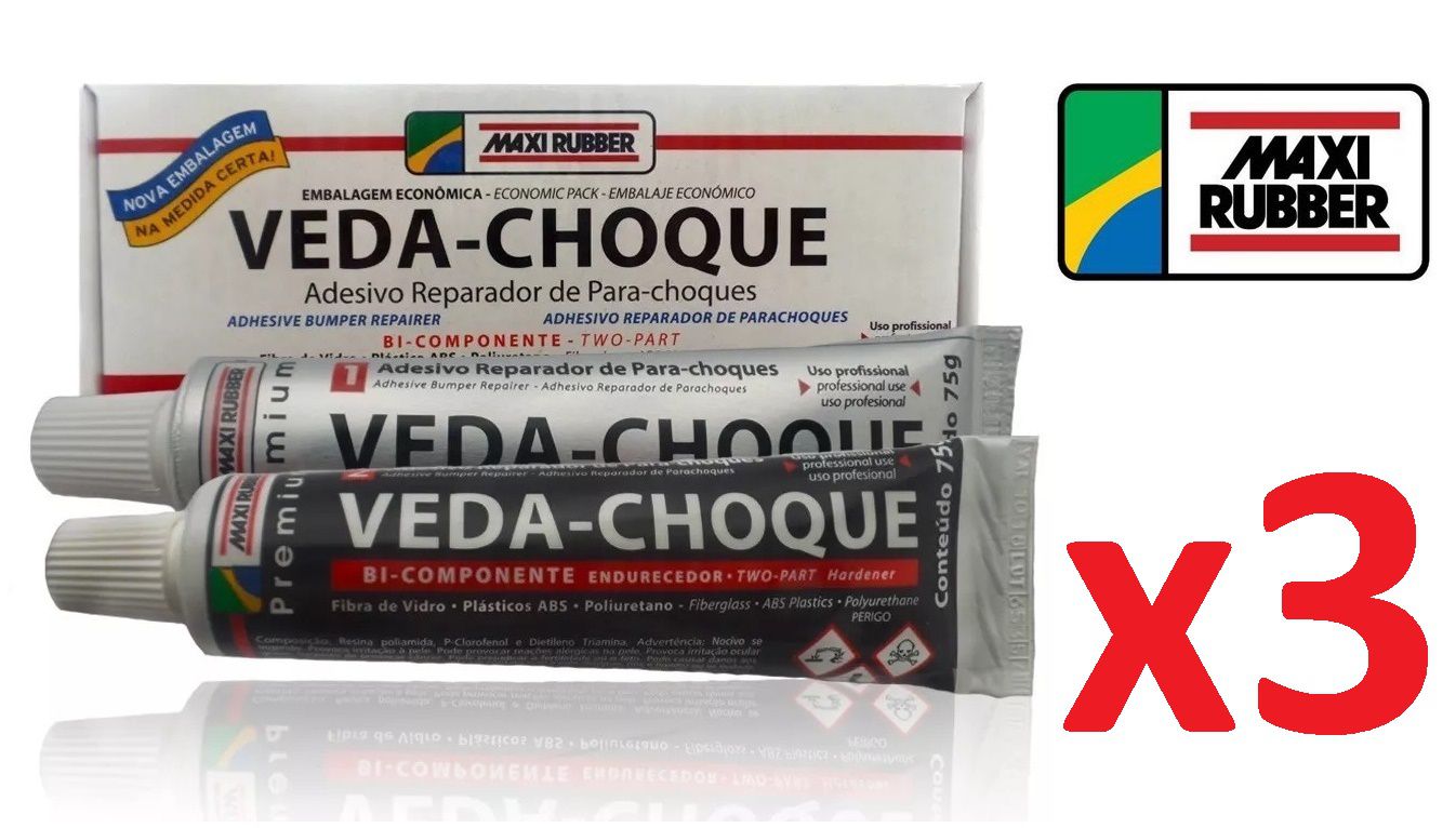 Kit C/ 3 Veda Choque Maxi Rubber Parachoque Solda 150g