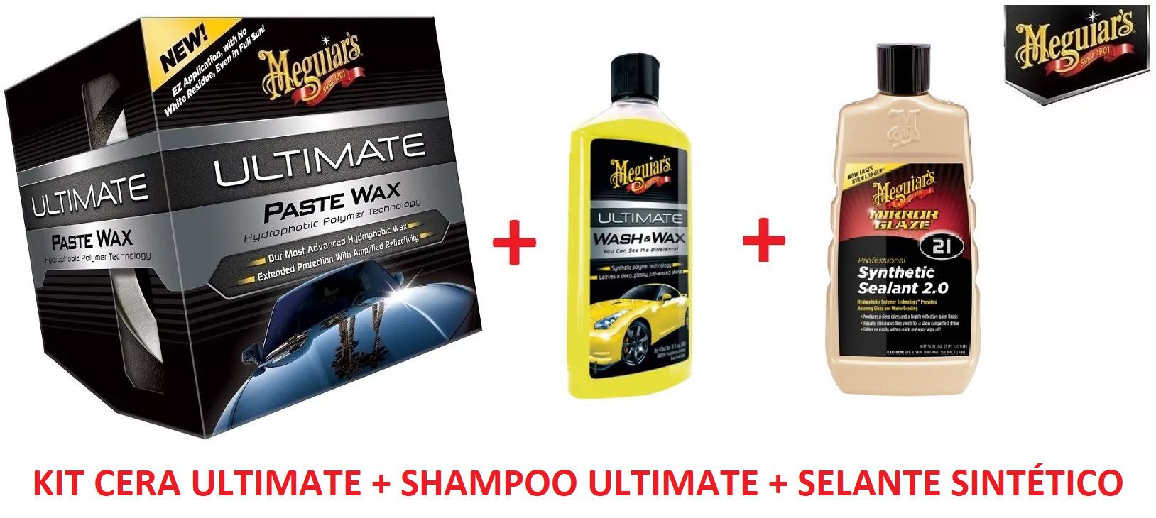 Kit Cera Ultimate Meguiars + 1 Shampoo Ultimate Meguiars + 1 Selante sintético 2.0 M2116