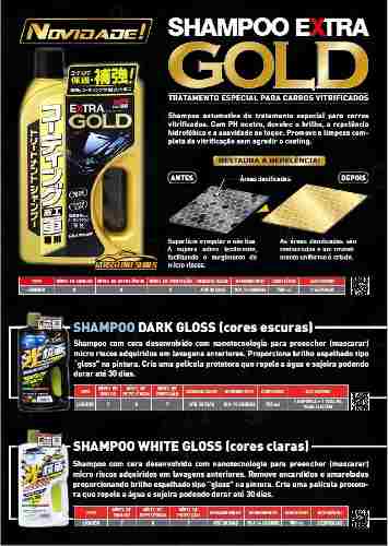 Kit p/ carros vitrificados Hydro Gloss + Speed Barrier + Shampoo Gold Extra Soft99