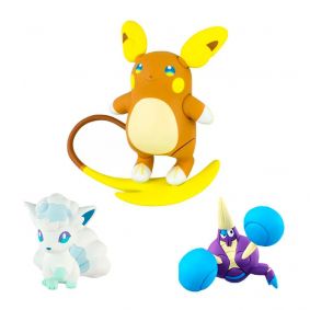 Boneco Pokémon Action Figure - Raichu de Alola + Vulpix de Alola + Crabrawler | TOMY/Sunny