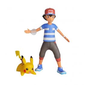 Boneco Pokémon Battle Figure 4,5" - Ash e Pikachu | WCT/DTC