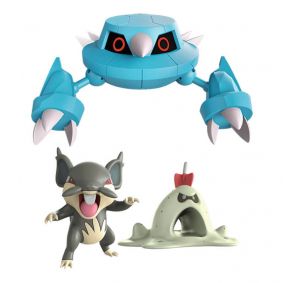 Bonecos Pokémon Battle Figure 2" e 3" - Rattata de Alola + Sandygast e Metang | WCT/DTC