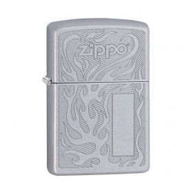 Isqueiro Zippo 29698 Classic Cromado Flame Logo Design Satin