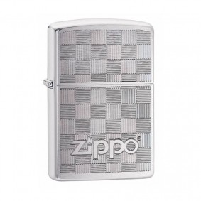 Isqueiro Zippo 49205 Classic Cromado Zippo Logo Weave Design Escovado
