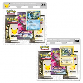 Pokémon TCG: Triple Packs Celebrações - Mimikyu Espécie Delta + Toxtricity Luminoso