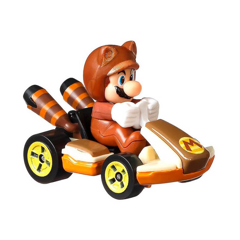 Boneco Hot Wheels Die-Cast Mario Kart: Tanooki Mario - Standard Kart | Mattel