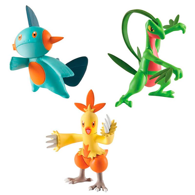 Boneco Pokémon Action Figure 2" - Grovyle, Combusken e Marshtomp | TOMY/Sunny