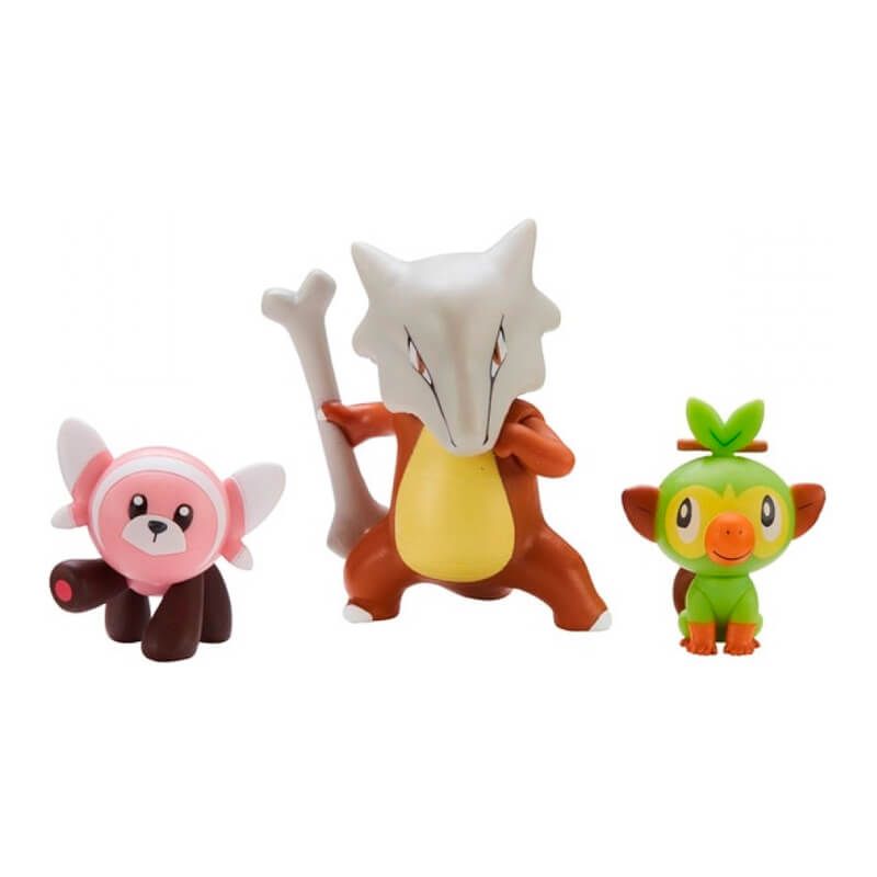 Bonecos Pokémon Battle Figure Set - Marowak + Grookey + Stufful | Jazwares