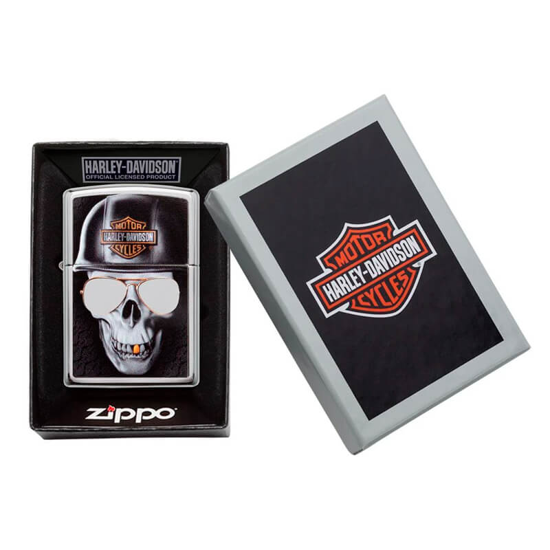 Isqueiro Zippo 29739 Classic Cromado Harley-Davidson® Helmet Skull Polido