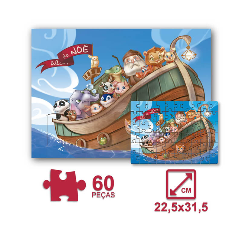 Jogo Quebra-Cabeça: Arca de Noé - 60 Peças | Pais & Filhos
