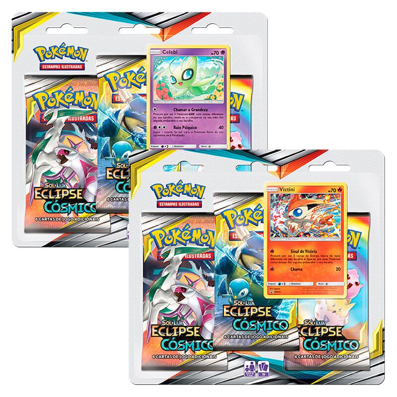 Pokémon TCG: 2 Triple Pack SM12 Eclipse Cósmico - Victini e Celebi