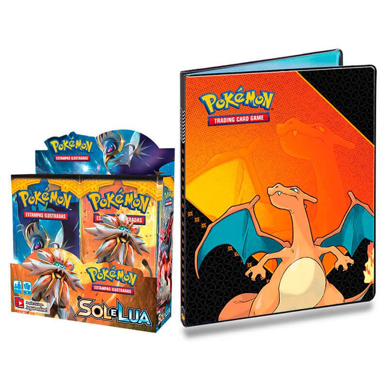 Pokémon TCG: Booster Box (36 unidades) SM1 Sol e Lua + Pasta Oficial Ultra PRO Charizard