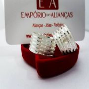 Alianças Prata Compromisso Namoro Quadrada Fosca Diamantada Lisa Coração Vazado 12mm 16 gramas Trabalhada