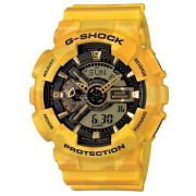 Relógio Casio Masculino G-Shock Amarelo Camuflado Cronógrafo Anadigi Resina GA-110CM-9ADR