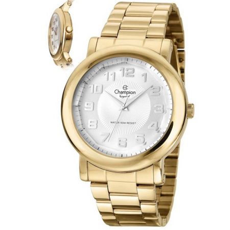 Relógio Champion Feminino Dourado Aço Analógico Crystal CN27198H