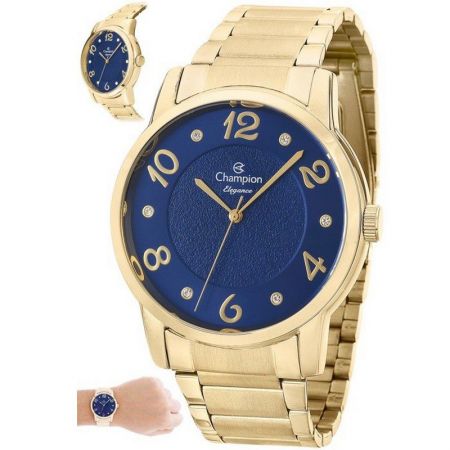 Relógio Champion Feminino Dourado Aço Analógico Elegance CN26117A