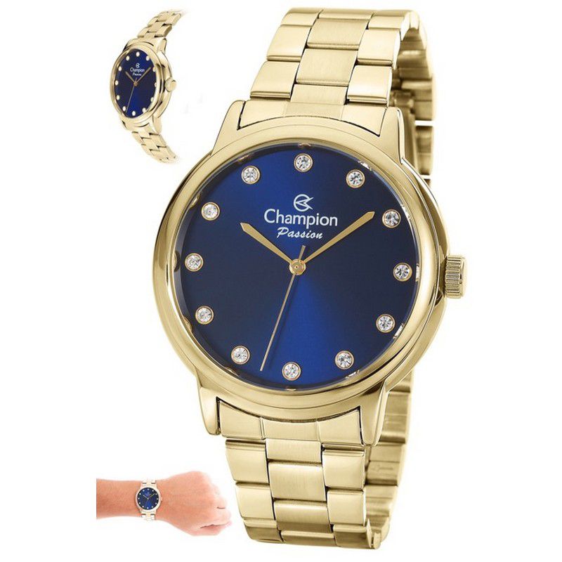Relógio Champion Feminino Dourado Aço Analógico Passion CN29874A